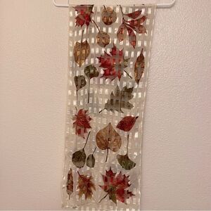 Unique semi sheer silky fall leaves print pattern scarf wrap 13x58